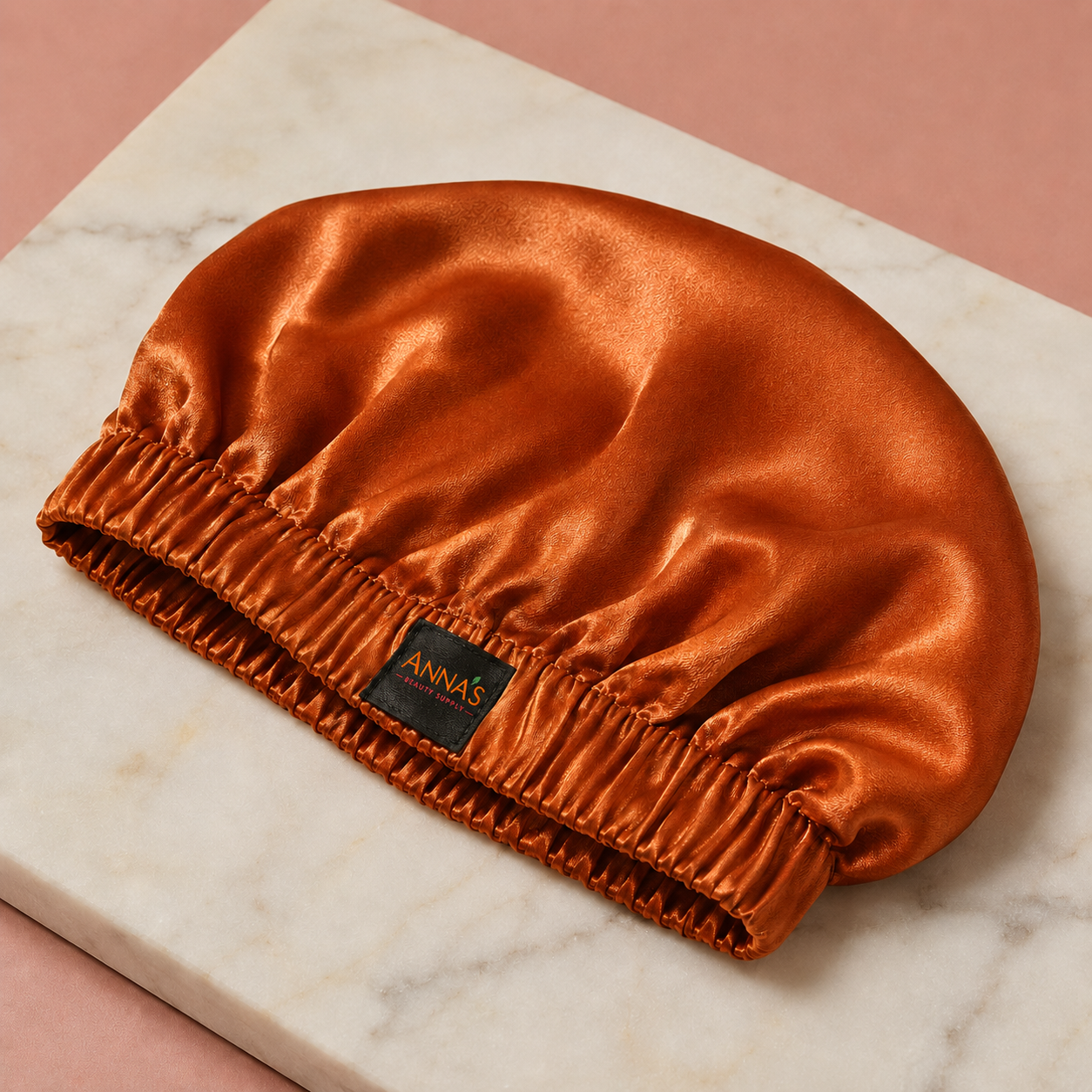 Anna's Adjustable Satin Sleep Bonnet — Burnt Orange